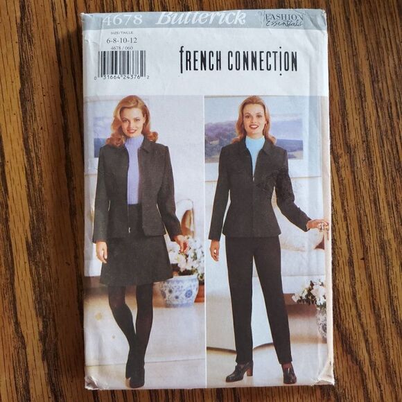 Vintage 90s Butterick Pattern 4678 Uncut Jacket Skirt Pants Sz 6 8 10 12 - Picture 2 of 3